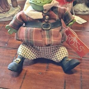 Russ Plaid Frog Decor - Brown and Green